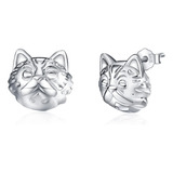 Pendientes De Gato De Plata De Ley Para Mujeres Y Niñas, Reg