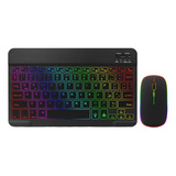 Teclado E Mouse Sem Fio Bluetooth Led Rgb Com Bateria