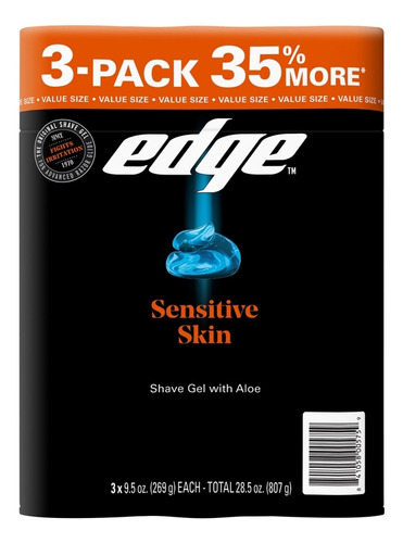 Edge Piel Sensible Gel De Afeitado Para Hombre 3pack