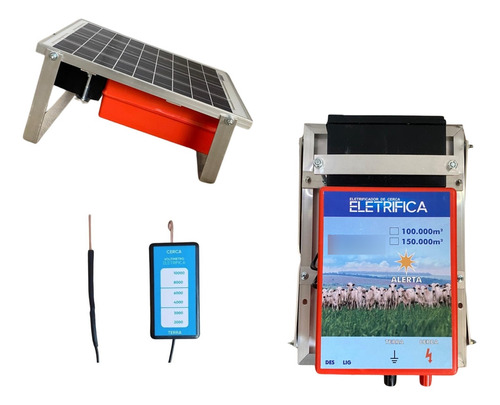 Eletrificador Solar Cerca Elétrica Rural 100km Com Bateria