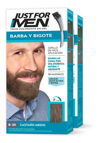 Tinte Just For Men En Gel Barba Y Bigote Castaño Medio 2pack