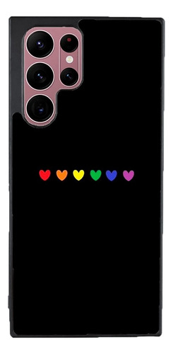 Funda Para Galaxy Corazones Colores Pride Lgbt Love Negro