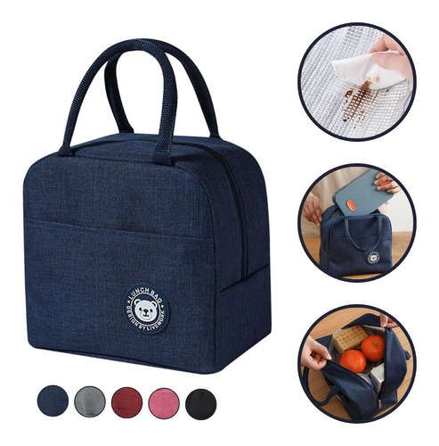 Bolsa Térmica Marmita Lancheira Feminina Masculina Lunch Bag Cor Azul