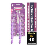 Maquina De Afeitar Schick Quattro For Women 4 Hojas Pack X10