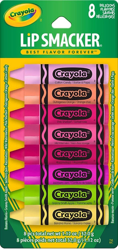 Lip Smacker Crayola Lip Balm Party Pack 8 Pzs Sabores Import