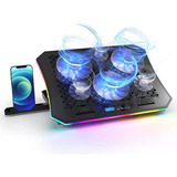 Suporte Notebook Gamer Rgb Ergonomico 6 Fans Coller Celular. Cor Preto