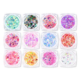 Set De 12 Colores De Gel Holográfico Chunky Glitter Ownest, 