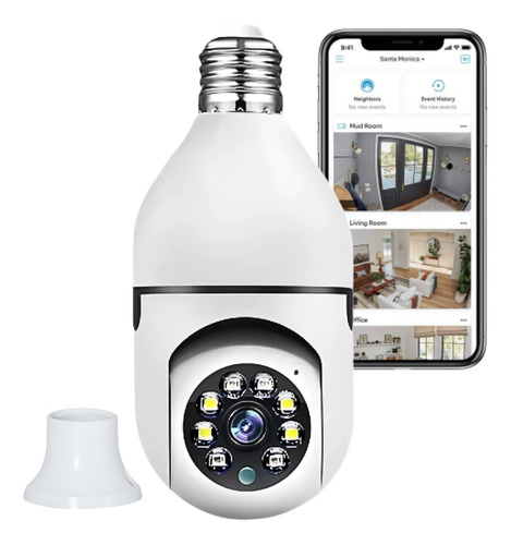 Camera Wifi Lampada Segurança 360 Full Hd Visão Noturna