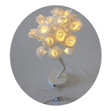 Arvore Abaju Decorativa 24 Leds Pétalas Rosas Pilha/tomada