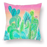 Lanzar Fundas De Almohada De Cactus Verde Amarillo Flor...