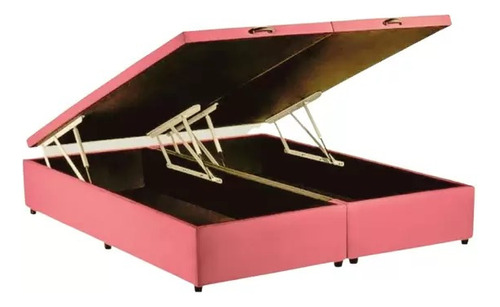 Cama Box Baú King Bipartido Blindado Suede Rosé