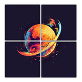 80x80cm Cuatro Canvas Tema Floral Planet Creative Logo