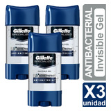 Desodorante Gillette Antibacterial Gel Invisible 82g X3 Unid