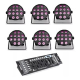 Set 6 Cañon Led Full Color 12x10 Rgbuv Controlador Dmx Alien