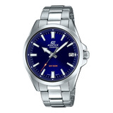 Reloj Pulsera Casio Efv-100 Con Correa De Acero Inoxidable Color Acero - Fondo Azul