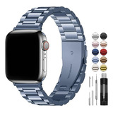 Malla Y Funda P/ Apple Watch 45/44/42mm 9/8/7/6/5 Azul/gris