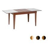 Mesa De Jantar Extensív.1.20 A 1.80 Vidro Pés Madeira Gênova