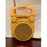 Vintage Radio Transistores Portátil Sankey Color Amarillo