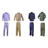 Ropa De Trabajo Camisa Mas Pantalon Kit Verde Beige Azulino