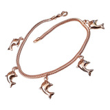 Pulsera Plata 925 Rose Cordon Con Delfines Ppl152 Lucio