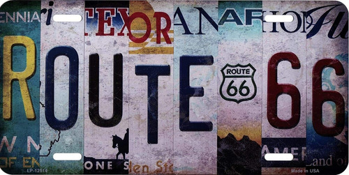 Route 66 - Placa De Matrícula Metálica Con Tira Lp-12514