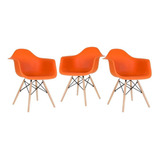 3 Cadeiras  Eames Wood Daw Com Braços Jantar Cores Cor Da Estrutura Da Cadeira Laranja