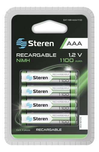 25  Paq De 4 Pilas Recargables Aaa De 1100mah 1.2v Steren