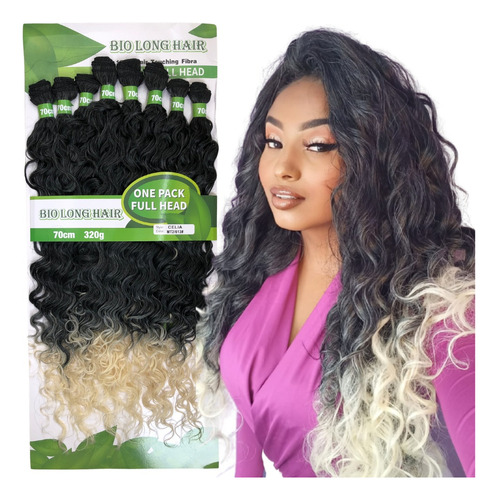 Cabelo Orgânico Humano Liso Ondulado Loiro 70cm 260gr 8telas