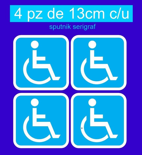 Stickers Discapacitados 4 Pzas Señalamiento Autos 13x13cm
