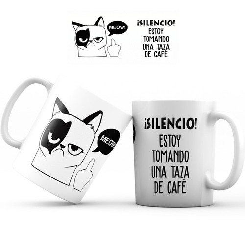 Mug Taza De Cafe Gato Kawaii Tierno Felino Regalo Pocilo