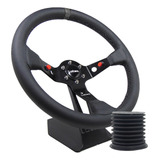 Volante Esportivo Couro / Preto Lotse Dakar + Cubo Sanfonado