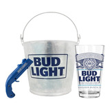 Bud Light Fun Fan Pack: Cubeta + Vaso + Destapador Cap Gun Color Azul