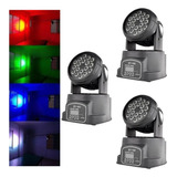 Kit 3 Mini Moving Head 18 Led Quadriled Rgb Iluminação Festa