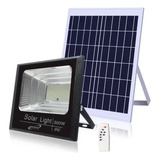 Reflector Solar 300w Lampara Led Panel Solar Control Remoto Carcasa Negro Luz Blanco Neutro