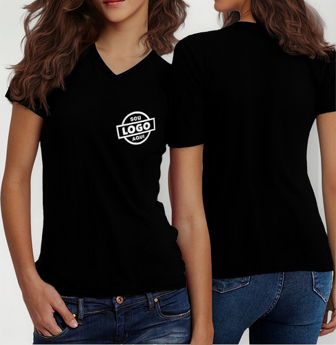 Camiseta Feminina Personalizada Sua Logo Aqui 100% Algodão