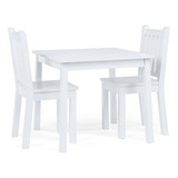 Humble Crew, White Kids Wood Square Table And 2 Chairs Set