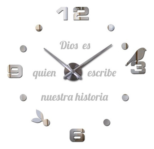 Reloj De Pared 3d Grande + Frase En Vinilo 