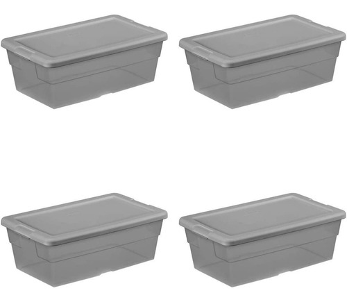 4 Cajas Contenedor Organizador Almacenamiento Zapatera Gris