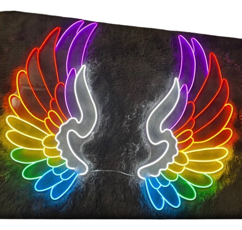 Letrero Led Neon Alas Angel Hada Colorido 82*38cm Cada Ala