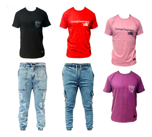 Combo Ropa Cuatro Remeras + Jogger Cargo + Jogger Rigido