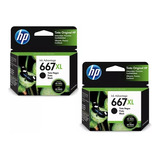 Kit 2 Cartucho Hp 667xl Preto(3ym81ab) Para 2376, 2774, 2776