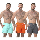 Kit 3 Short Masculino Bermuda Praia Verão Mauricinho Rf380