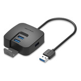 Hub Usb 3.0 Vention - 4 En 1 - Multipuerto 4 X Usb 3.0 - 5gbps - 1 Metro - Multiplicador / Teclado / Disco Rigido / Mouse / Pendrive / Impresora / Pc Macbook Tablet - Chbbf