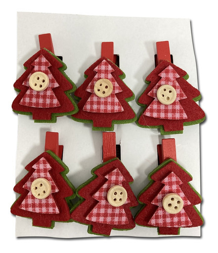 Adorno Broche Clip Navidad Paño Decoracion Pack X6 Pettish