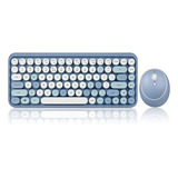 Teclado Perixx, Inalambrico/azul/retro/con Mouse