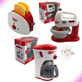 Kit Cozinha Brinquedo Menina Cafeteira Batedeira Torradeira