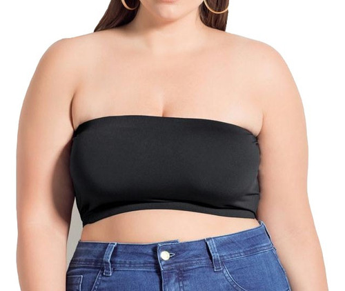 Kit 3 Cropped Tomara Que Caia Top Faixa Plus Size Viscolycra