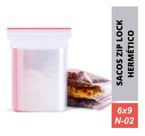 100 Saco Zip Lock Abre Fecha Pequeno N2 6x9 Cm Talge C/ Nfe