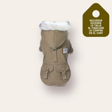 Ropa Para Perro O Gato Chaqueta Khaki Con Forro Ovejero