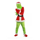 Traje De Santa Claus Papá Noel De Pelo Verde, Friki Navideño,traje De Exhibición Cosplay, Máscara Navideña